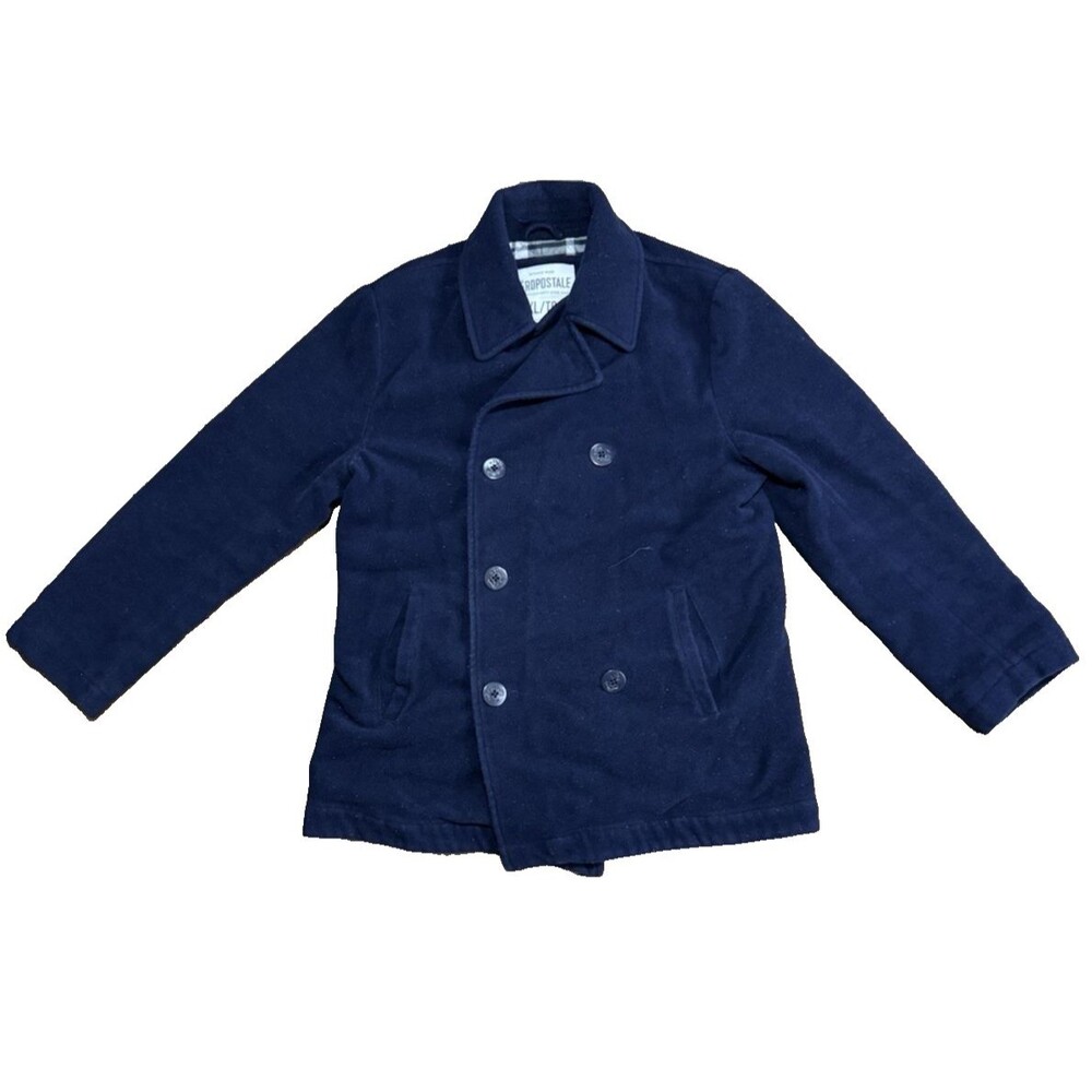 VTG Y2K Aéropostale Wool Blend Pea Coat Mens XL Navy Blue Heritage